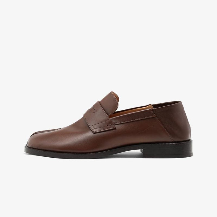 Brown Calf Leather Shoes with Square Heel - Arno Conti Shoe