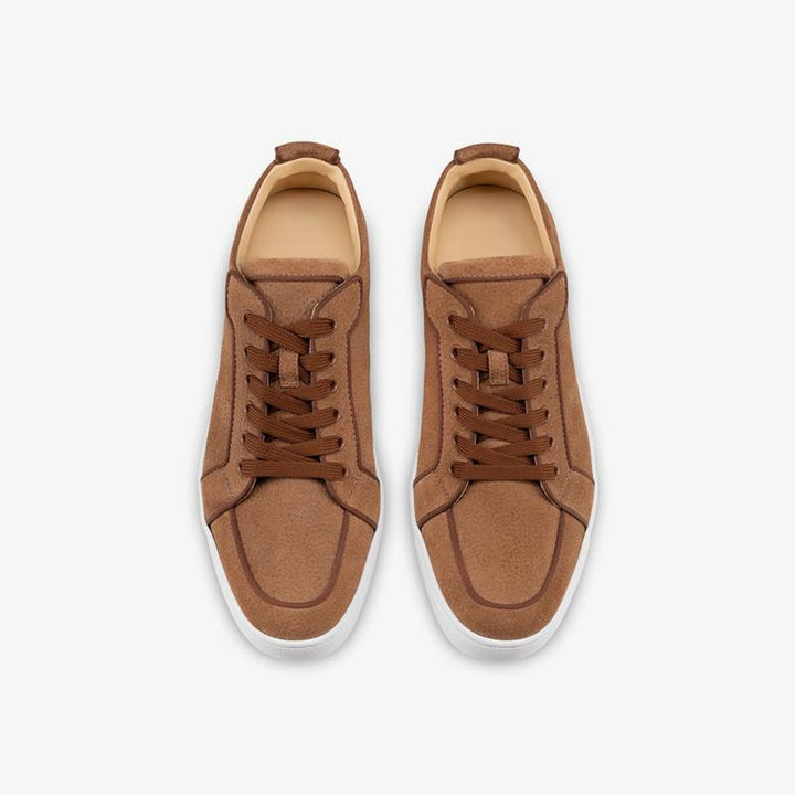 Brown Sneakers Grained Leather Trainers - ARNO CONTI