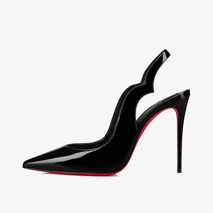 Black Patent Leathe Pumps with Ankle Strap - ARNO CONTI