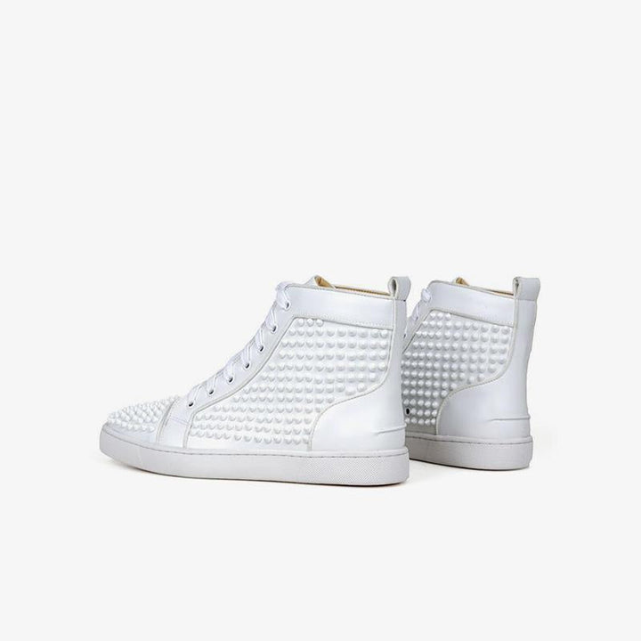 Rivets Sneakers White Leather High Top - ARNO CONTI