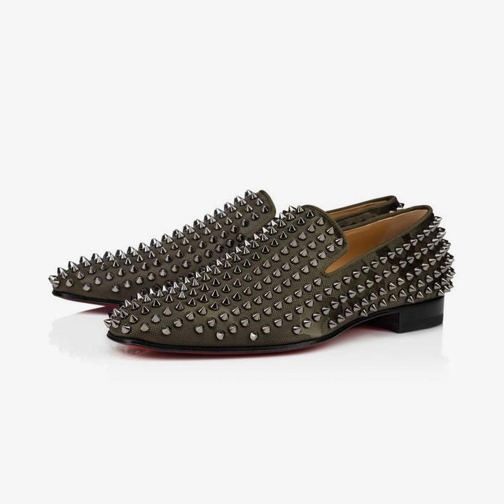 Canvas Slip-on Spikes Studded Loafers - ARNO CONTI