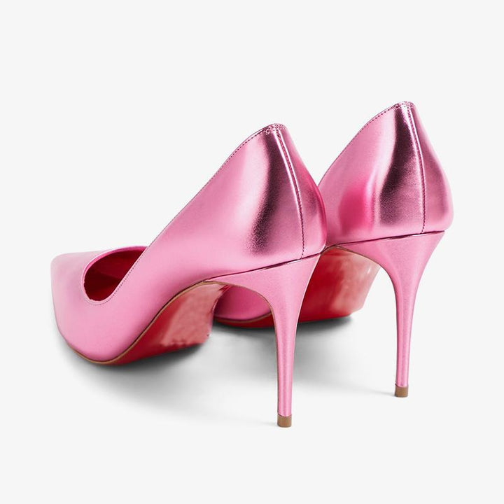 Glam Pink Pointed-Toe Calf Leather Pump - ARNO CONTI