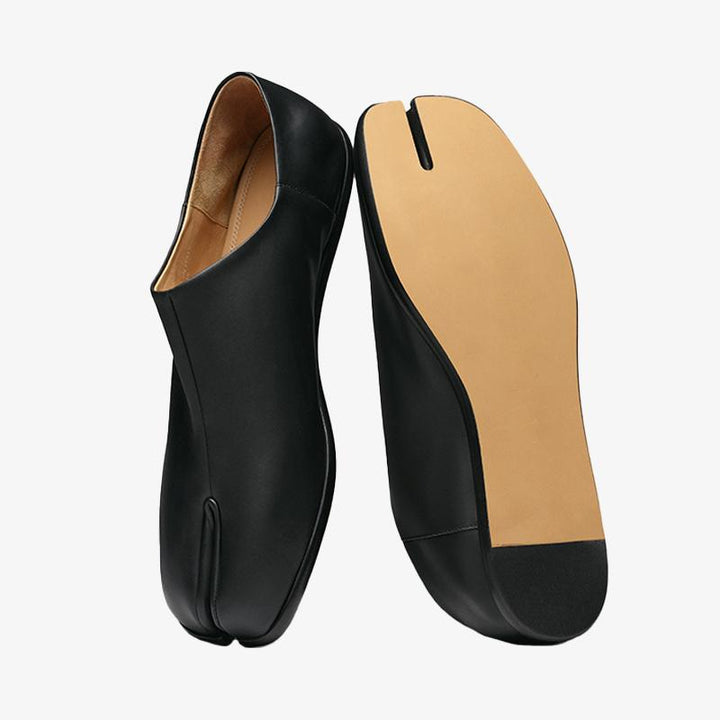 Black Calf Leather Split-Toe Shoes - Arno Conti Shoe