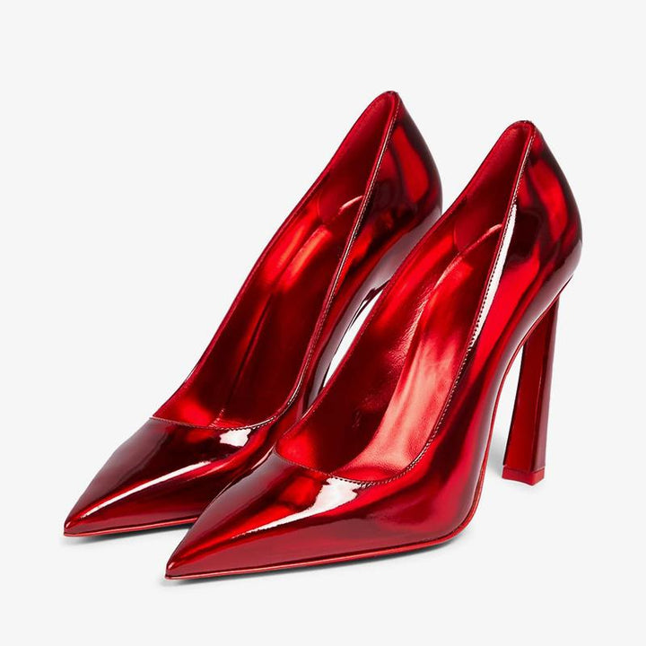 Mirrored Patent Leather Pointed Toe Pumps - ARNO CONTI
