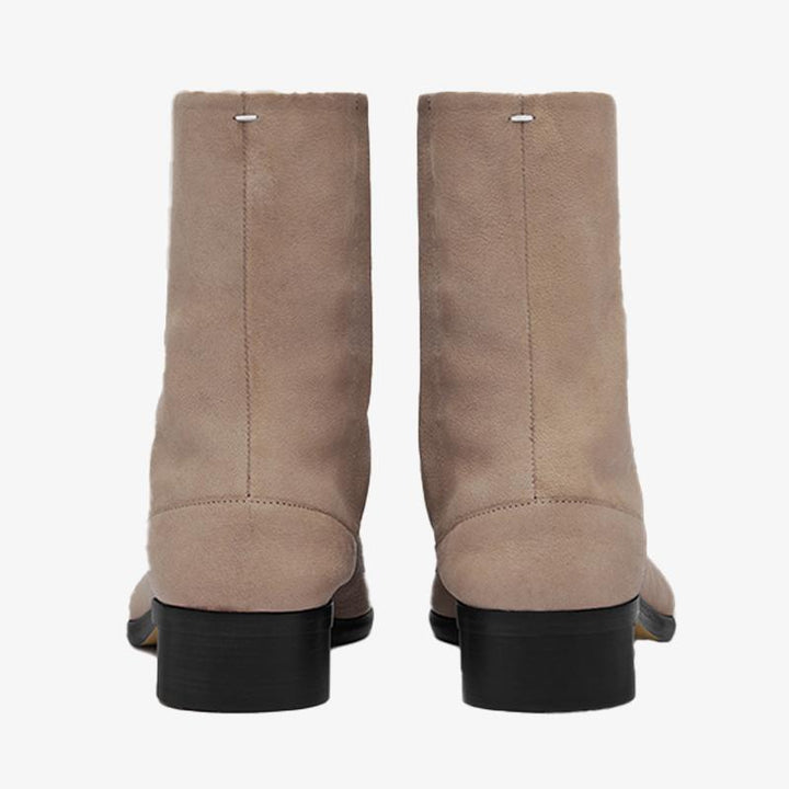 Beige Split-Toe Calf Leather Ankle Boots - Arno Conti Shoe