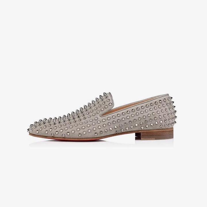 Grey Suede Full Spike Loafers - ARNO CONTI