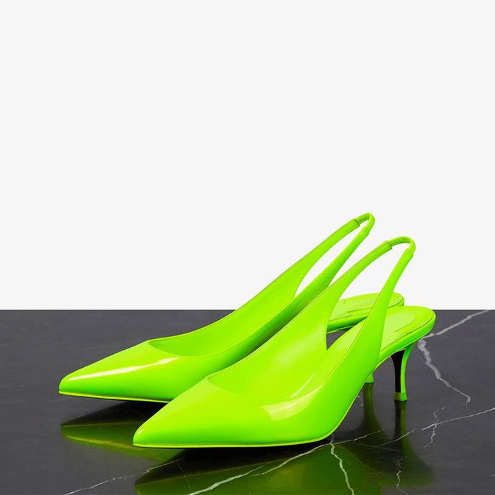 Fluo Green Patent Leather Slingback Pump - ARNO CONTI