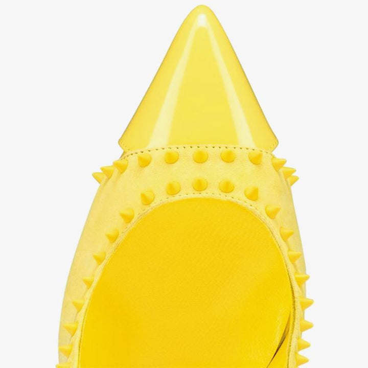 Unique Yellow Patent Leather Spiked Pump - ARNO CONTI