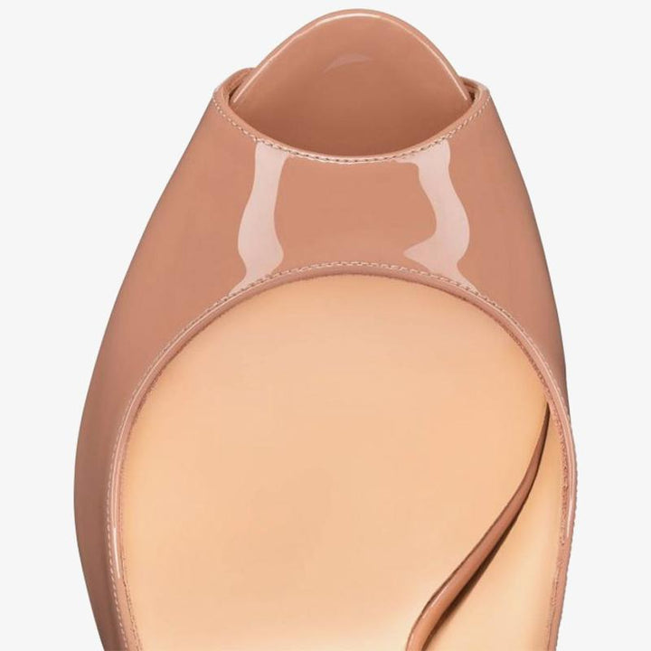 Nude Patent Leather Slingback 120mm Pump - ARNO CONTI