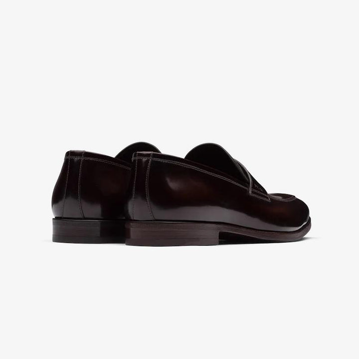 Polished Loafers Men Penny Brown Leather Slip On - Arno Conti Shoe