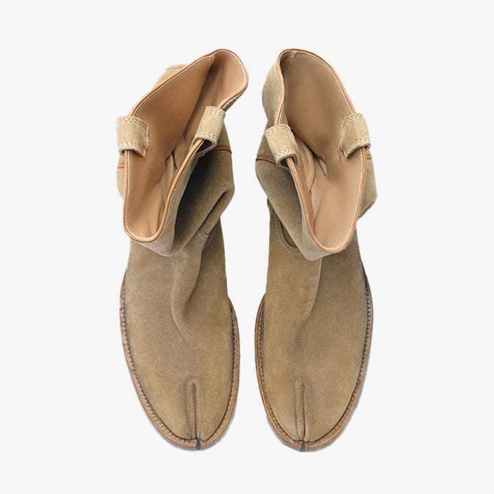 Split-Toe Beige Suede Boots Men's - Arno Conti Shoe