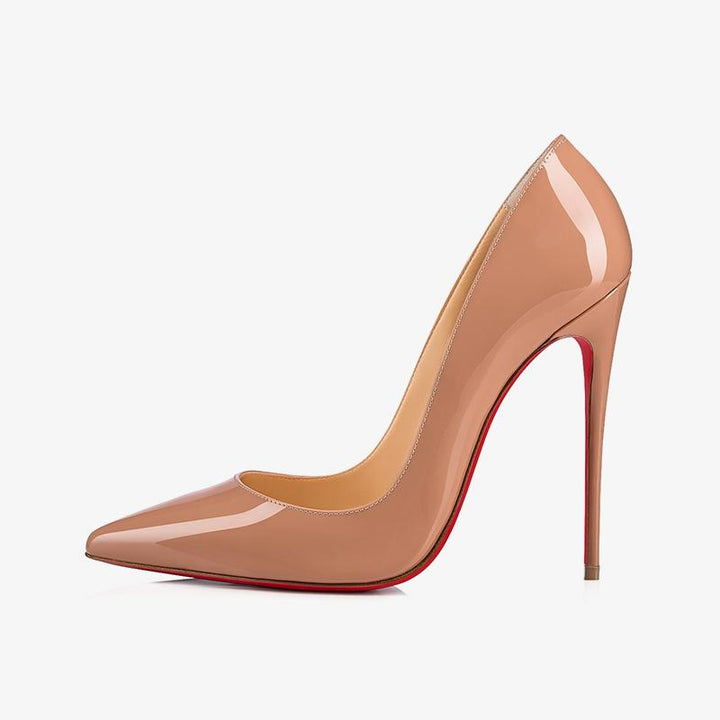 Nude Patent Calfskin Pumps with 120 mm - ARNO CONTI