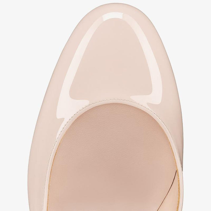 Classic Beige Patent Calfskin Pumps - ARNO CONTI