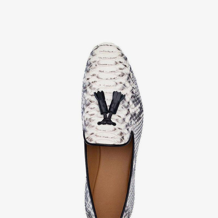 Men's Snakeskin Tassel Loafers - Arno Conti Shoe