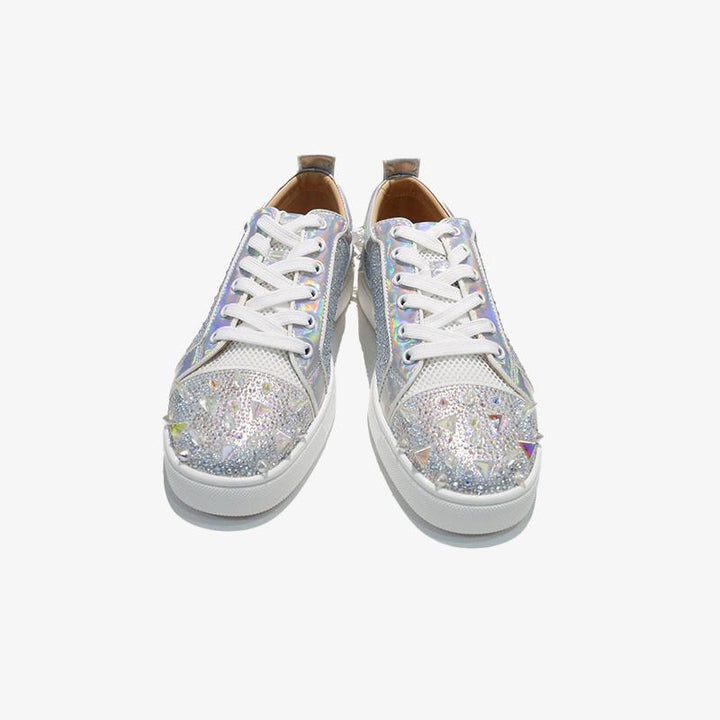 Silver Round Toe Spike Shoes - ARNO CONTI