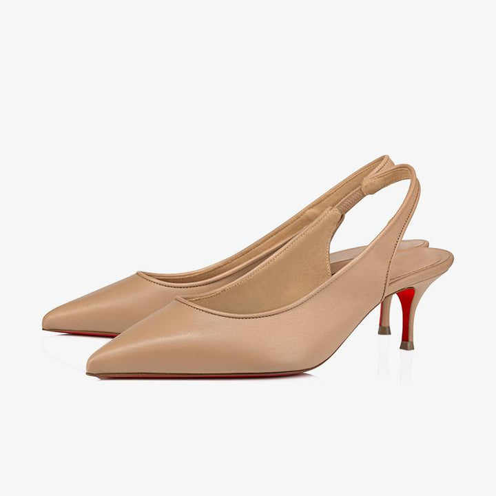 Modern Blush Leather Slingback Pumps - ARNO CONTI
