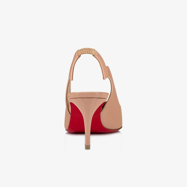 Beige Patent Leather Slingback Pumps - ARNO CONTI
