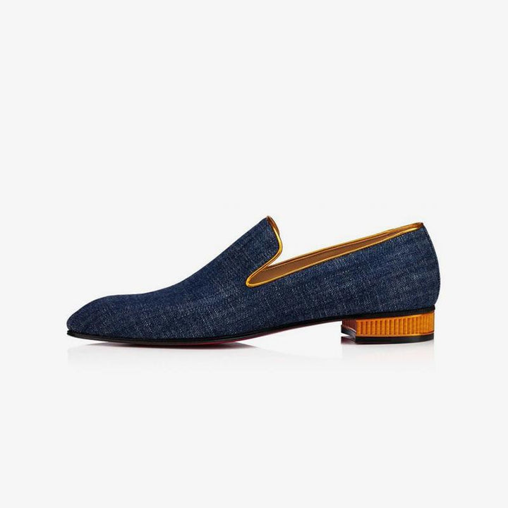 Men's Flat Denim Loafers Shoes Metal Heel - ARNO CONTI
