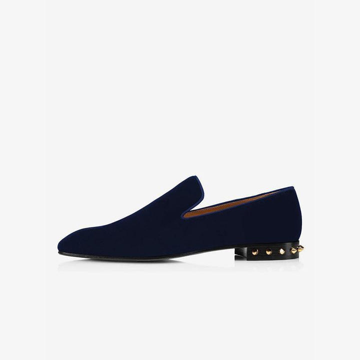 Velvet Loafers with Metal Studs - ARNO CONTI