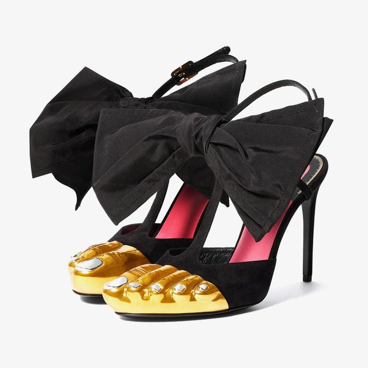 Golden Brass Satin Strappy 100mm Sandals - Arno Conti Shoe