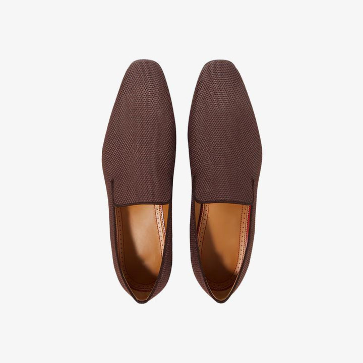 Brown Fabric Slip On Loafers Calf - ARNO CONTI