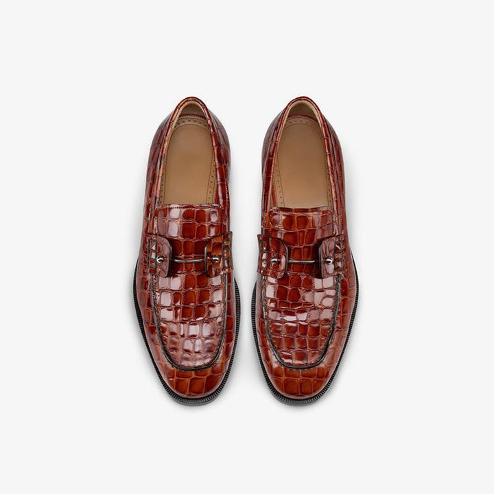 Crocodile Print Leather Loafers - ARNO CONTI