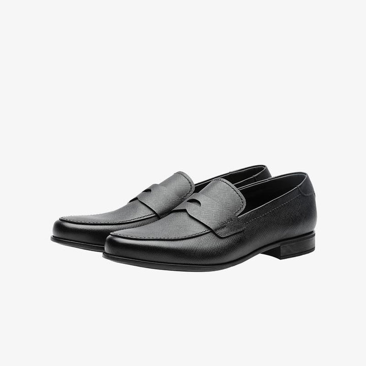 Men Penny Black Flats Calf Loafers - Arno Conti Shoe
