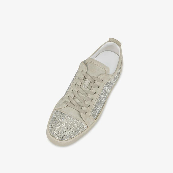 Beige Rhinestone Strass Suede Sneakers - ARNO CONTI