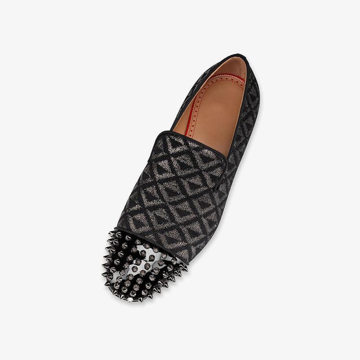 Black Glitter Slip-on Loafer Spikes Rivets - ARNO CONTI