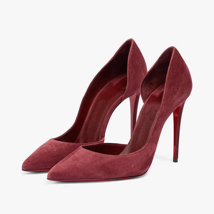 Red Suede Pointed-Toe Pumps - ARNO CONTI