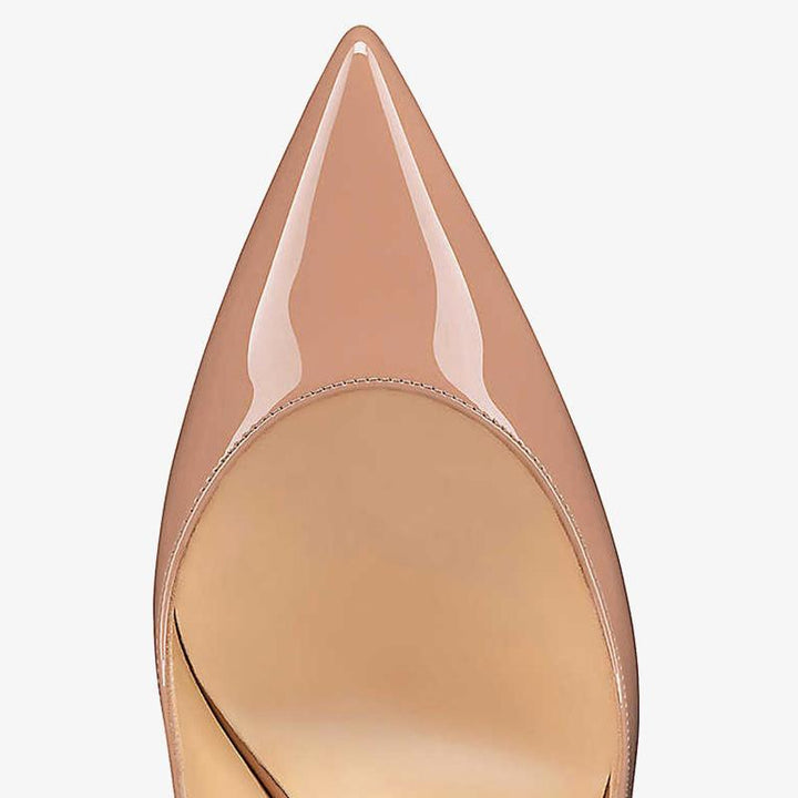 Beige Patent Leather Slingback Pumps - ARNO CONTI