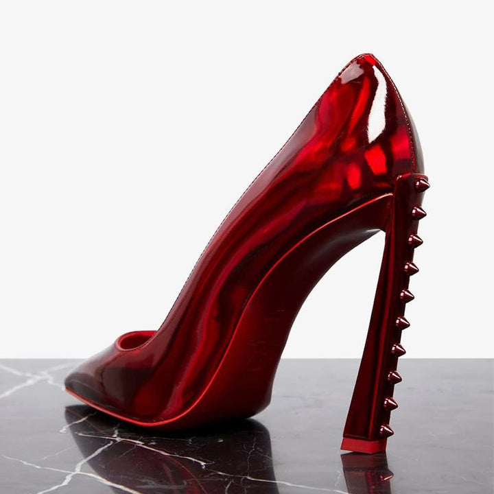 Mirrored Patent Leather Pointed Toe Pumps - ARNO CONTI