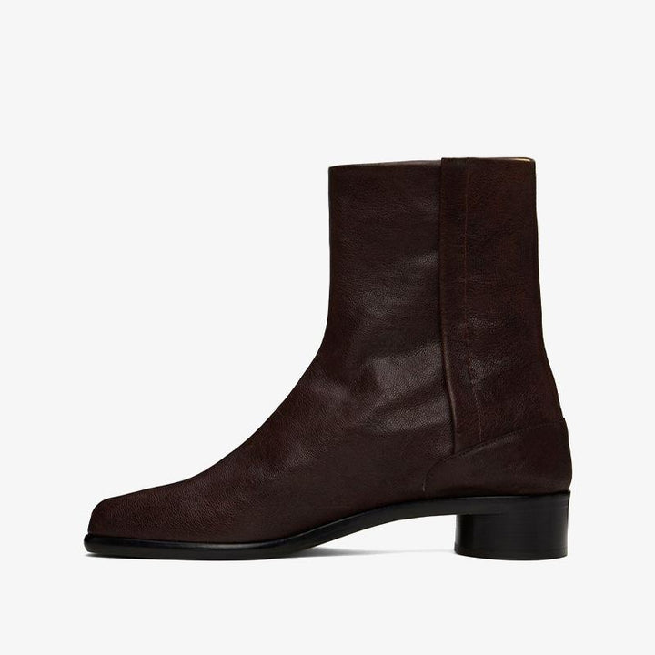 Burgundy Grained Calf Leather Ankle Boots - Arno Conti Shoe