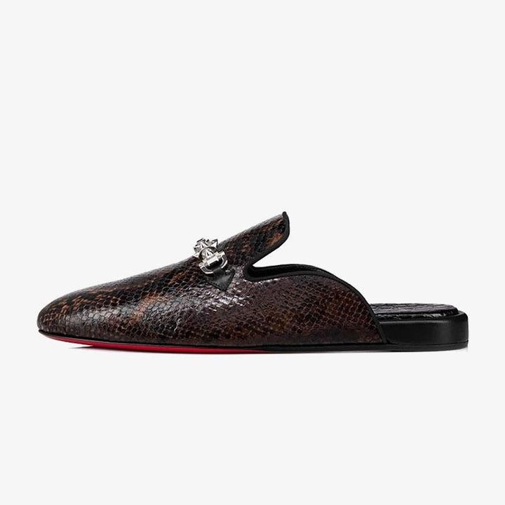Snake Prints Horsebit Leather Slippers - ARNO CONTI