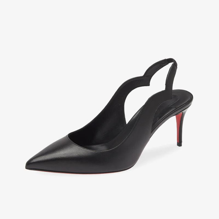 Refined Black Scalloped Slingback Pumps - ARNO CONTI