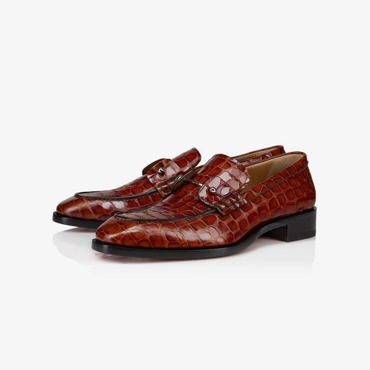 Crocodile Print Leather Loafers - ARNO CONTI