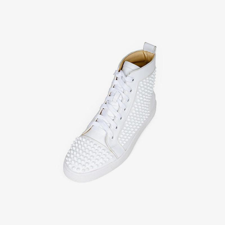 Rivets Sneakers White Leather High Top - ARNO CONTI