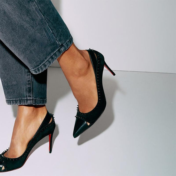 Black Spiked Pump Heel - ARNO CONTI