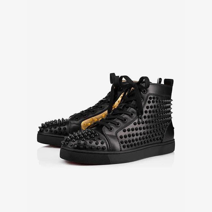Black Gold Spikes High Top Sneakers - ARNO CONTI