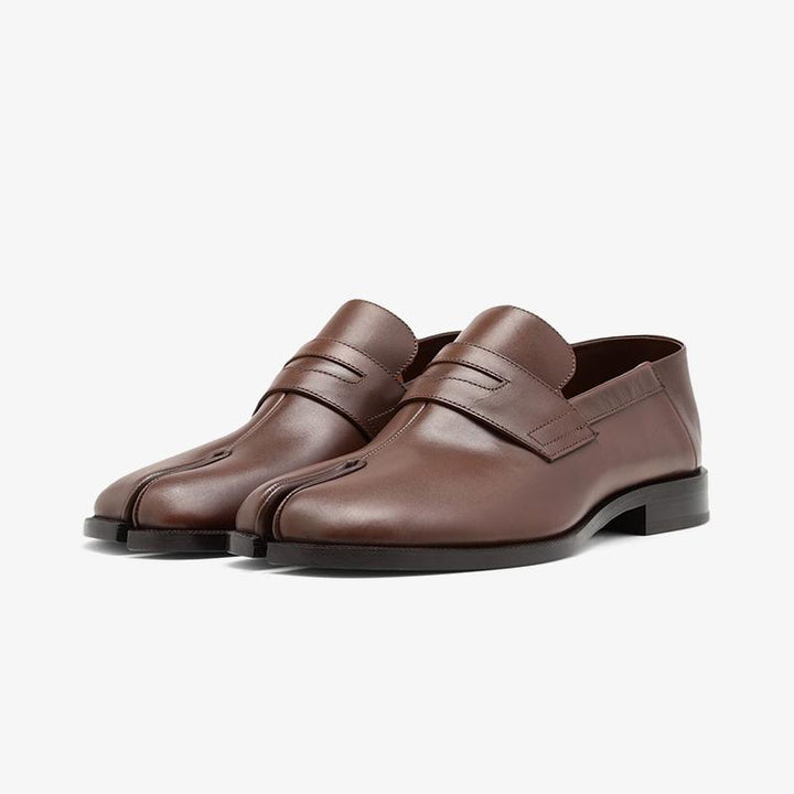 Brown Calf Leather Shoes with Square Heel - Arno Conti Shoe