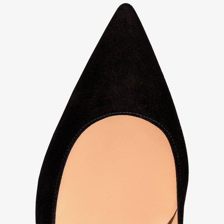 Black Calf Suede Pointed Toe Pumps - ARNO CONTI