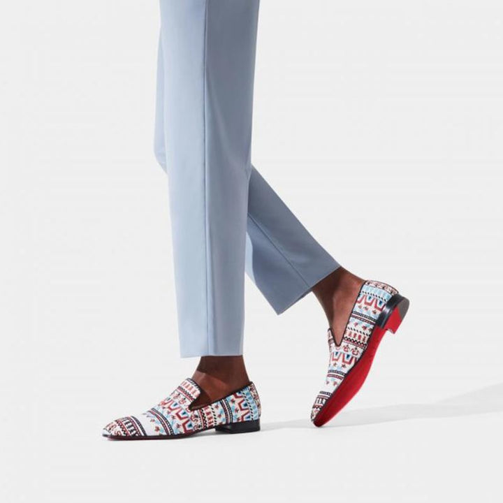 Cotton Flat Embroidered Loafer Men Calf Leather - ARNO CONTI