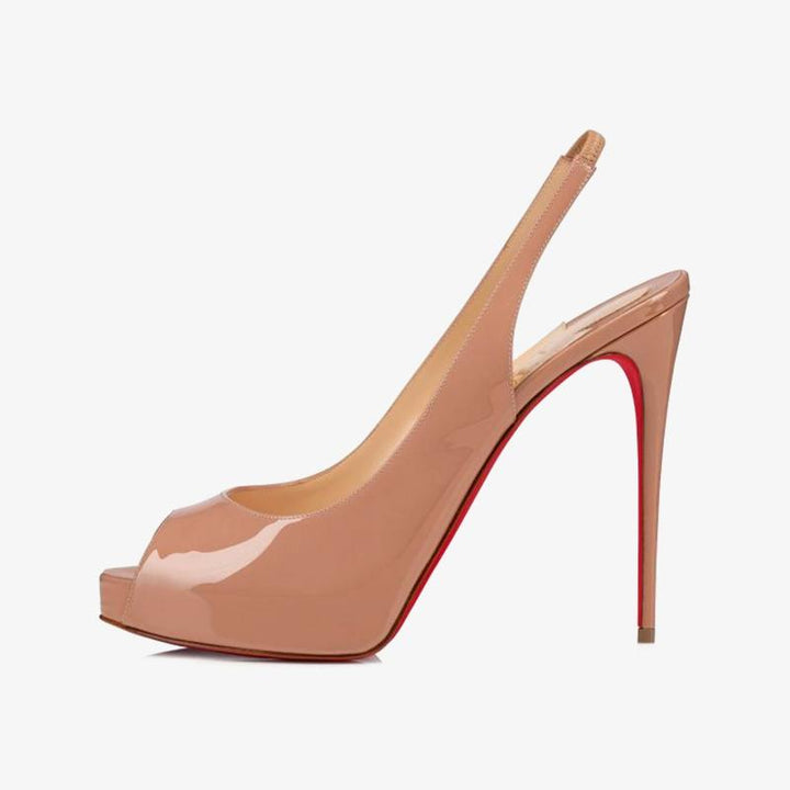 Nude Patent Leather Slingback 120mm Pump - ARNO CONTI