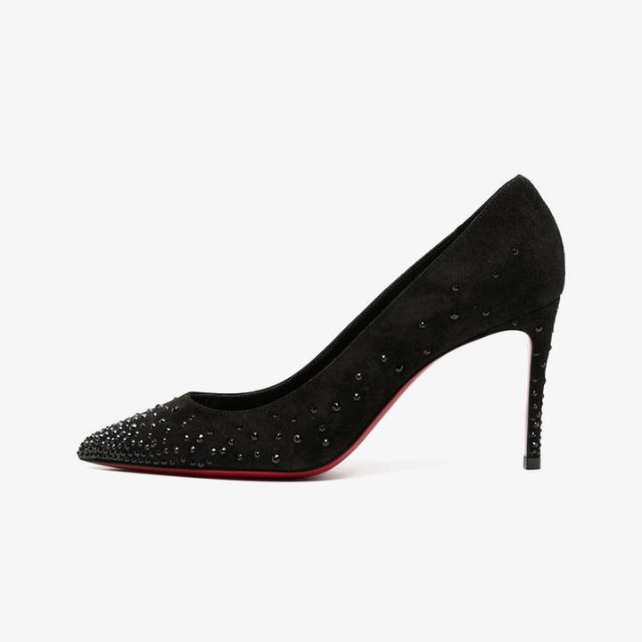 Suede Crystal-Embellished Pump - ARNO CONTI