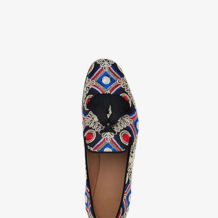 Mens Embroidered Loafers with Tassels - Arno Conti Shoe