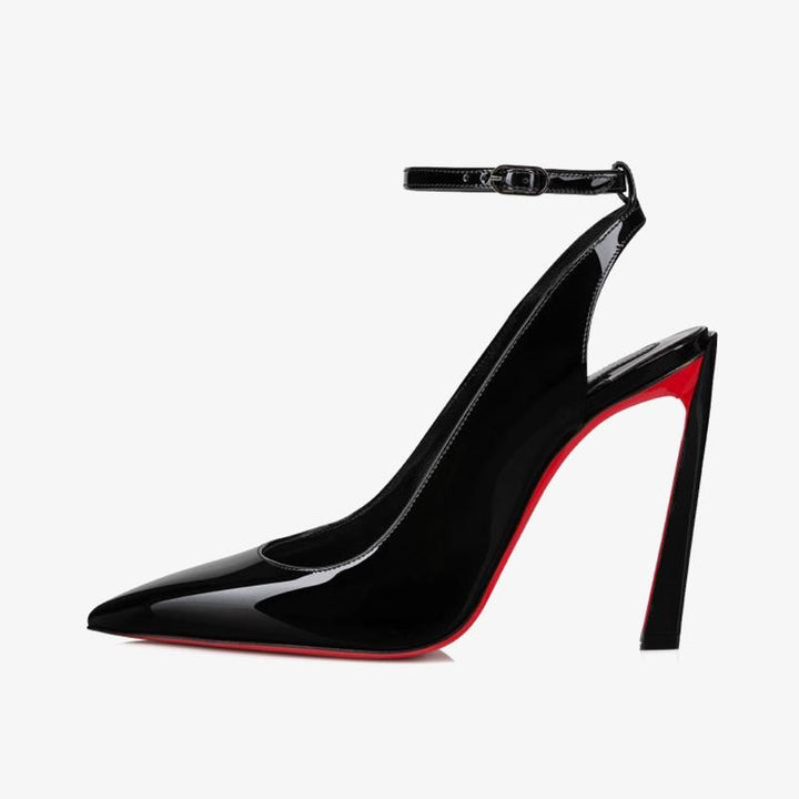 Black Patent Ankle Strap Pumps - ARNO CONTI
