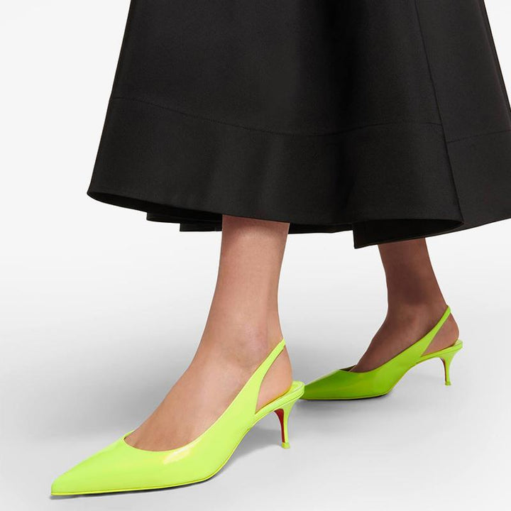 Fluo Green Patent Leather Slingback Pump - ARNO CONTI