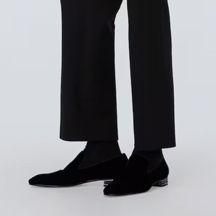 Spike-Heel Velvet Loafers Men Slip-ons - ARNO CONTI