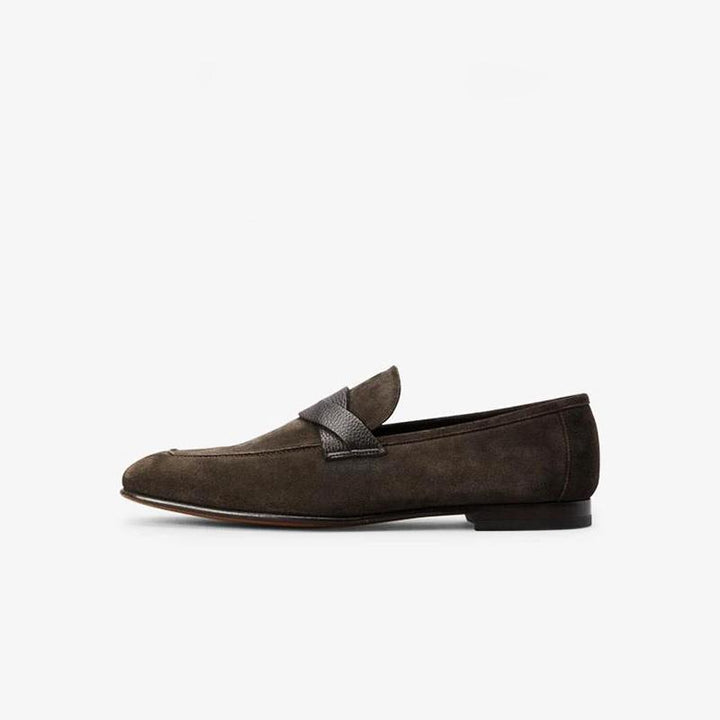 Twisted Suede Penny Loafers - Arno Conti Shoe