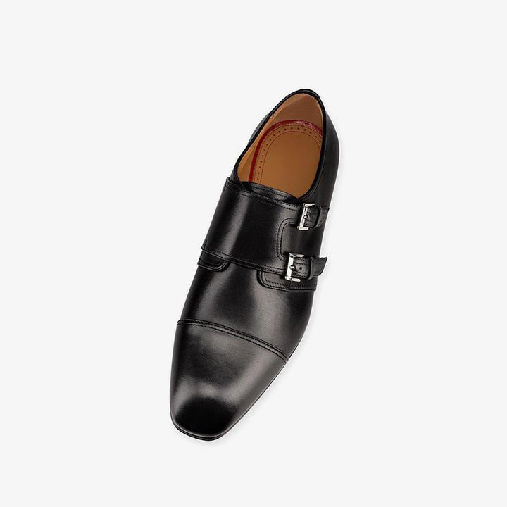 Classic Black Double Buckle Leather Shoes - ARNO CONTI